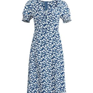 French-Style Long Blue Dress for Women - 2025 Summer Vacation Fashion, Elegant and Chic Look, Inspired by Zhong Chuxi