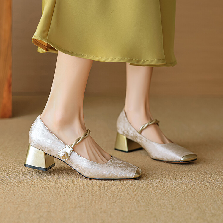 French Style Low-Heeled Mary Jane Shoes for Women - Genuine Leather Square Toe, Trendy Italian Design