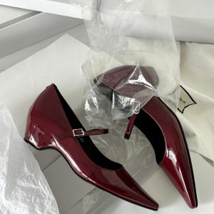 French Style One-Strap Chunky Heel Mary Jane Shoes, Pointed Toe, Shallow Mouth, Sheepskin Commuting High Heels