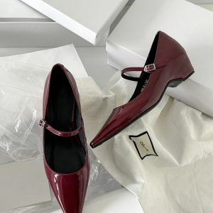 French Style One-Strap Chunky Heel Mary Jane Shoes, Pointed Toe, Shallow Mouth, Sheepskin Commuting High Heels