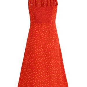 French Style Polka Dot Spaghetti Strap Long Red Dress for Summer 2025 - Vacation Essential, Slimming Fit for Women