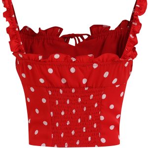 French-Style Red Polka Dot Camisole Top for Women - 2025 Vacation Layering Essential