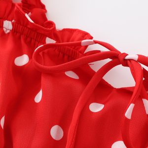 French-Style Red Polka Dot Camisole Top for Women - 2025 Vacation Layering Essential