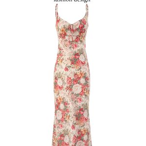 French Style Sleeveless Printed Long Dress for Summer 2025 - High-End Vacation Fashion for Women