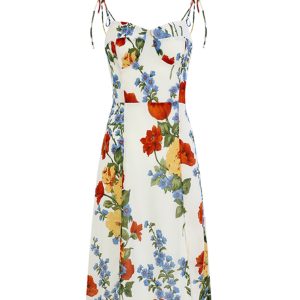 French-Style Sleeveless Printed Long White Dress for Women - Summer 2025 Slim Fit Vacation Fashion