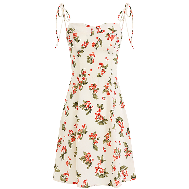 French Style Spaghetti Strap White Dress for Women - Petite Summer Vacation Dress 2025 - Slimming Design