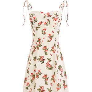 French Style Spaghetti Strap White Dress for Women - Petite Summer Vacation Dress 2025 - Slimming Design