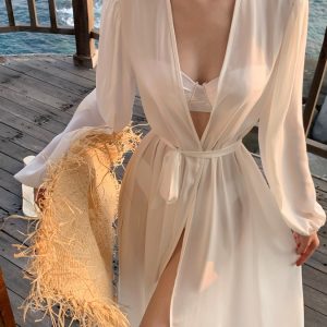 French-Style Ultra-Fairy Chiffon Bikini Cover-Up Cardigan for Women - Bali Seaside Vacation Sun Protection