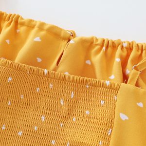 French Style Yellow Spaghetti Strap Dress for Women - Petite Summer Vacation Dress 2025