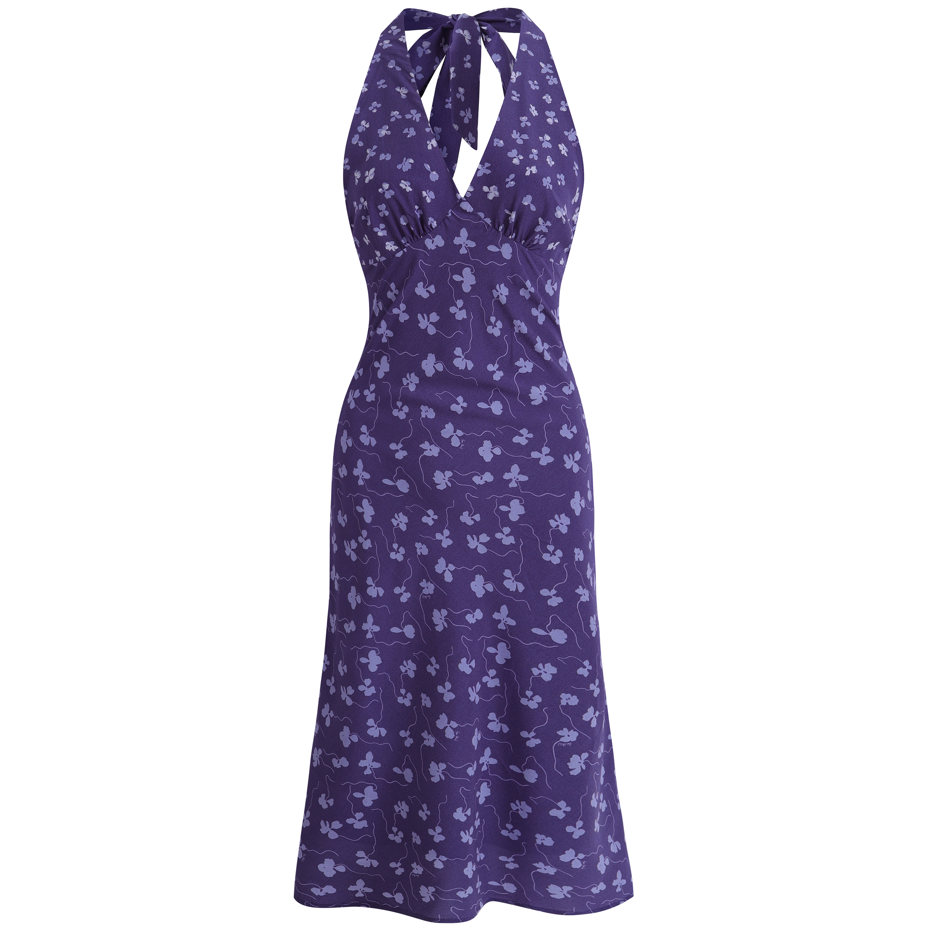 French Vintage Backless Floral Halter V-Neck Dress for Summer 2025 - Chic Vacation Style