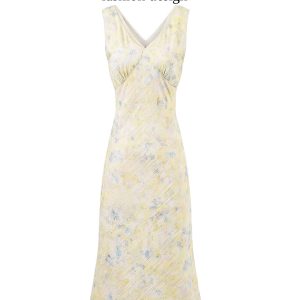 French Vintage Floral Long Slip Dress for Women - Waist-Defined Summer 2025 Fashion, Perfect for 90s and Y2K Inspired Styles