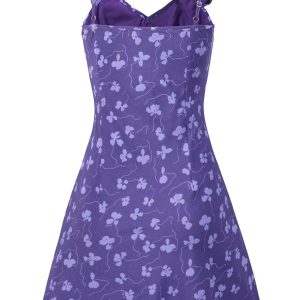 French Vintage Floral V-Neck Ruffled Slip Dress - 2025 Summer A-Line Short Skirt, Perfect for Y2K and 90s Inspired Looks