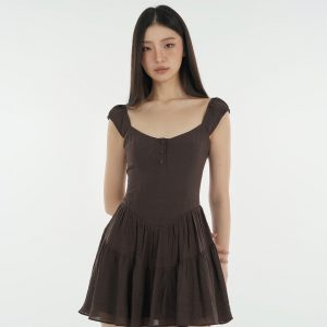 French Vintage Slim Fit Open Button Dress - Timeless Style with Elegant Detailing, Perfect for Chic Outfits and Special Occasions