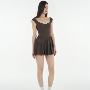 French Vintage Slim Fit Open Button Dress - Timeless Style with Elegant Detailing, Perfect for Chic Outfits and Special Occasions