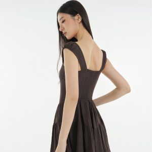 French Vintage Slim Fit Open Button Dress - Timeless Style with Elegant Detailing, Perfect for Chic Outfits and Special Occasions