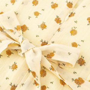 French Vintage Yellow Floral Long Dress for Women - 2025 Summer Tea Break Vacation Style