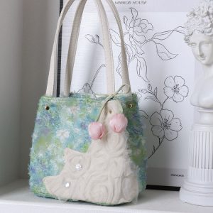 Fresh Style Cat Basket Bag for Women - Light Spring Green Crossbody Tote Bucket Bag - Trendy Spring Fashion Accessory