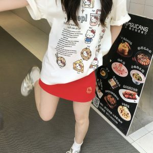 Fun Cartoon Print Short Sleeve T-shirt - Limited Time Offer, Trendy Design for Casual Wear, Perfect for Summer Style