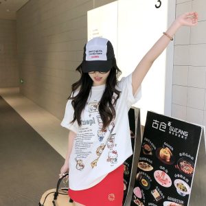 Fun Cartoon Print Short Sleeve T-shirt - Limited Time Offer, Trendy Design for Casual Wear, Perfect for Summer Style