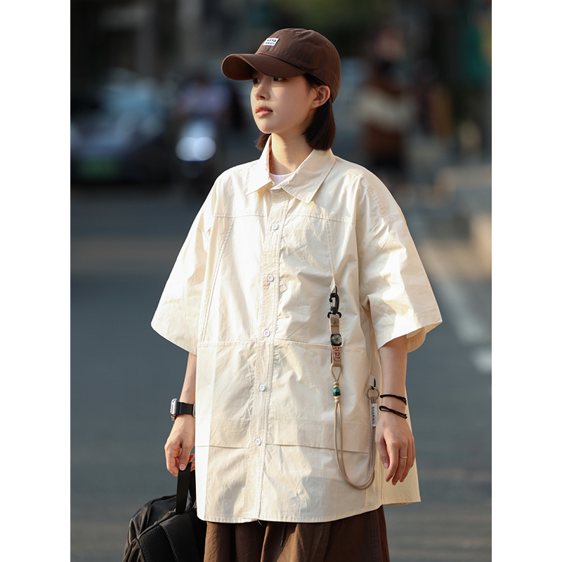 Functional Outdoor Work Shirt for Men & Women - Loose Fit, Multi-Pocket, Hanging Buckle Design, Versatile for Hiking & Casual Wear