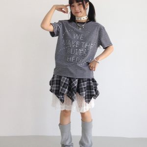 Galaxy Walk Printed Striped Color Block Casual Short Sleeve T-Shirt for Trendy, Relaxed Style