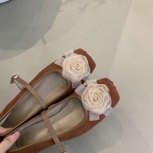 Gentle Fairy Style Sheepskin Square Toe Chunky Heel Mary Jane Shoes - French One-Strap Evening Flats for a Chic Look