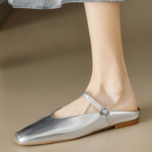 Genuine Leather Baotou Half Slippers Women’s Flat Sandals with One Strap - Soft Bottom Italian Style Footwear