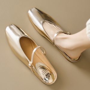 Genuine Leather Baotou Half Slippers Women’s Flat Sandals with One Strap - Soft Bottom Italian Style Footwear