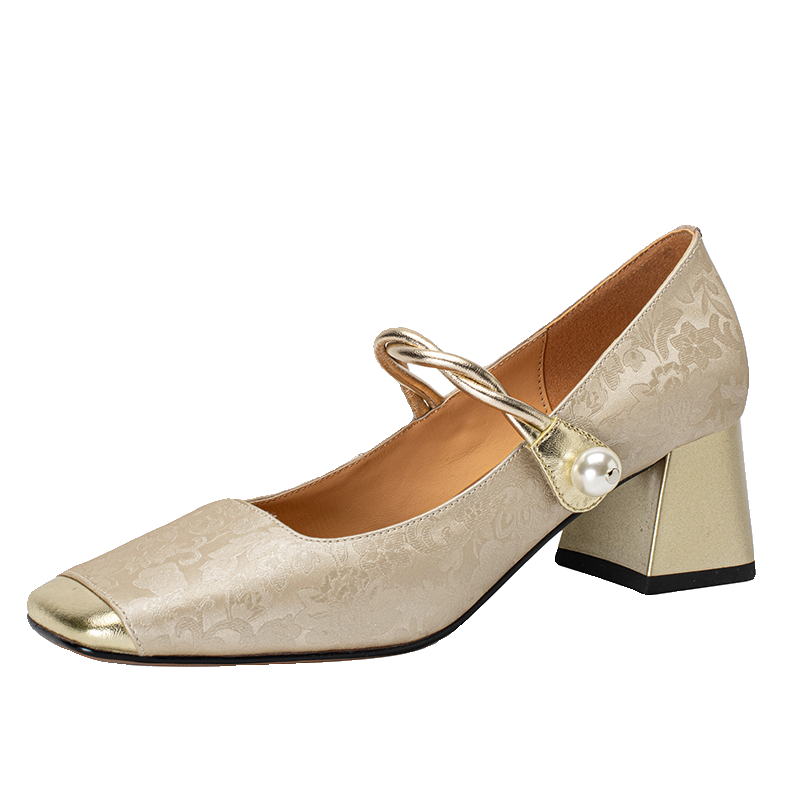 Genuine Leather Chinese-Style Square-Toe Mary Jane Shoes with Chunky High Heels - Elegant 90s Inspired Footwear Genuine Leather Chinese-Style Square-Toe Mary Jane Shoes with Chunky High Heels - Elegant 90s Inspired Footwear