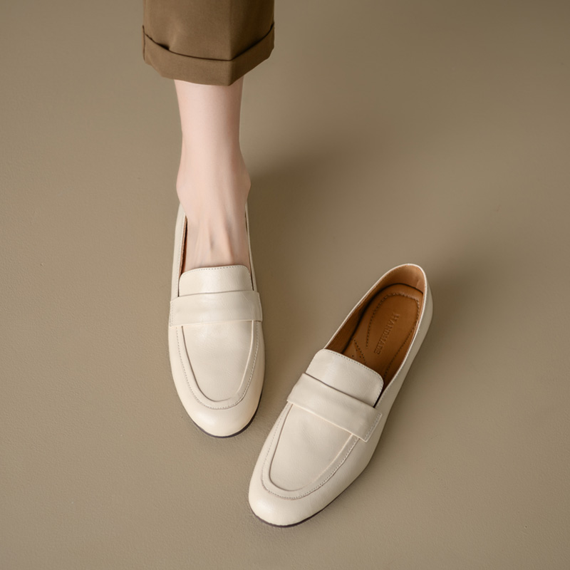 Genuine Leather Flat Loafers for Women – Versatile Soft-Soled Driving Shoes, Italian Style Grandma Shoes