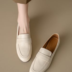 Genuine Leather Flat Loafers for Women – Versatile Soft-Soled Driving Shoes, Italian Style Grandma Shoes