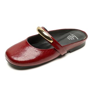 Genuine Leather Open-Toe Flat Slippers for Women - Soft Bottom Round Toe Sandals - Spring Summer 2025 Outdoor Fashion Footwear