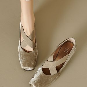 Genuine Leather Retro Chinese Style Ballet Shoes - Mid-Heel Mary Jane Chunky Heel Flats for Y2K and Vintage Fashion Lovers