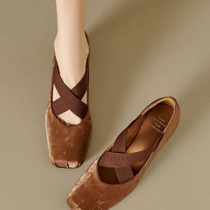 Genuine Leather Retro Chinese Style Ballet Shoes - Mid-Heel Mary Jane Chunky Heel Flats for Y2K and Vintage Fashion Lovers