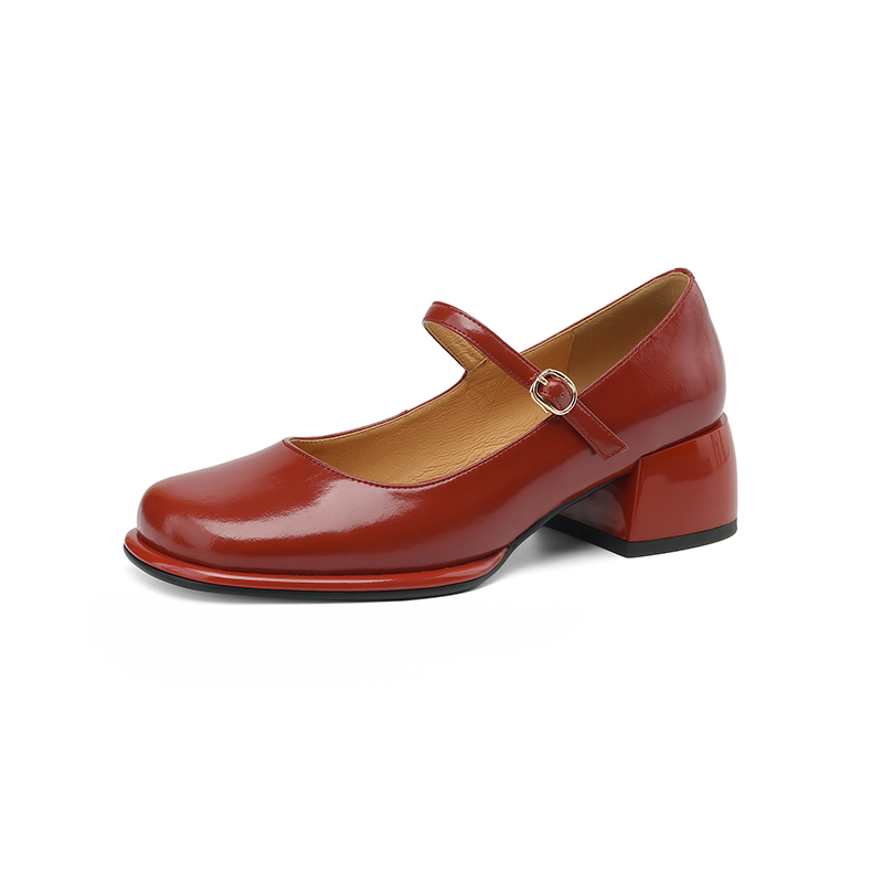 Genuine Leather Round Toe Mid Heel Chunky Mary Jane Shoes for Women - Silver One Strap Design, Spring 2025 Style Genuine Leather Round Toe Mid Heel Chunky Mary Jane Shoes for Women - Silver One Strap Design, Spring 2025 Style