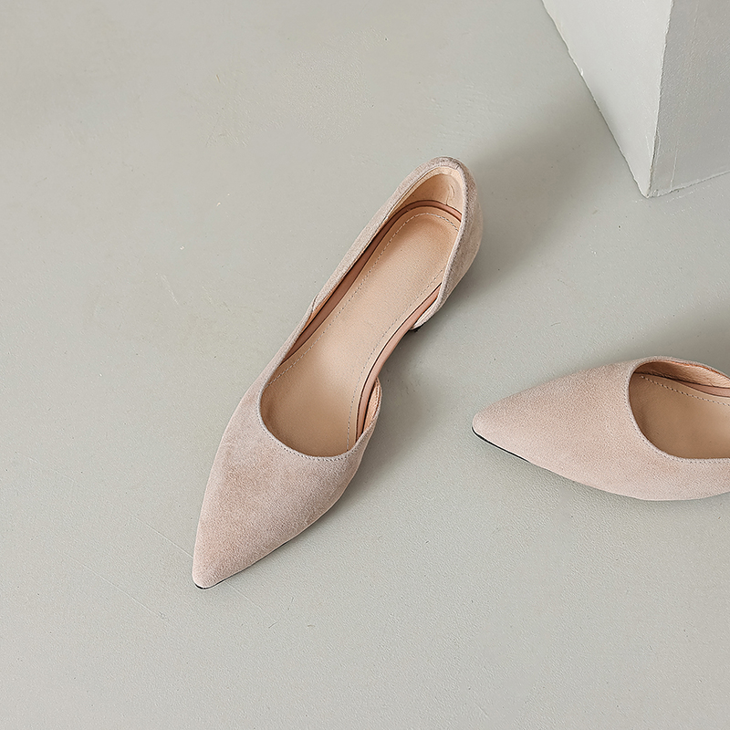 Genuine Leather Side Cut Slim Pointed Flat Shoes for Women - Italian Style, Elegant and Chic Footwear for Every Occasion