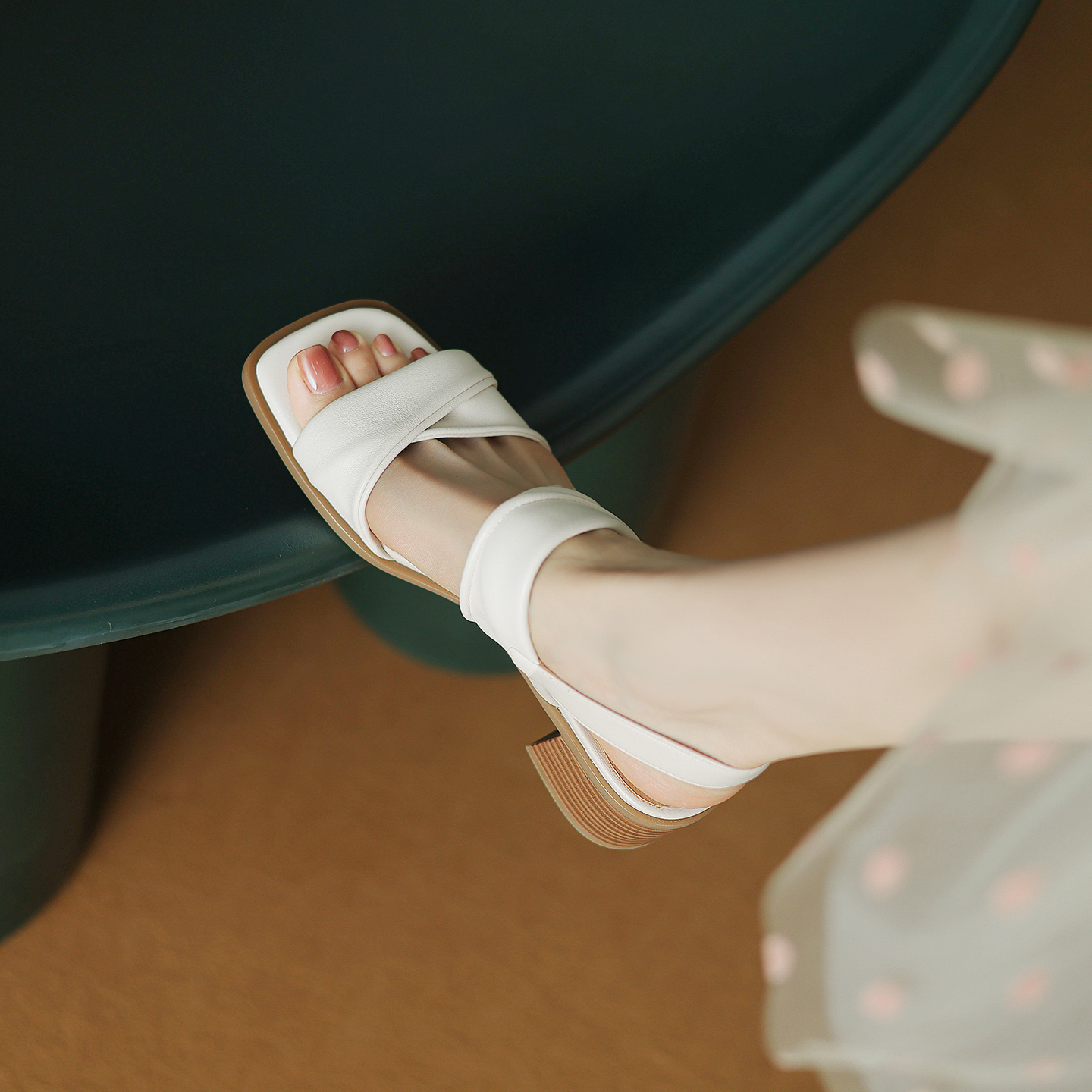 Genuine Leather Square-Toe Open-Toe Chunky High Heel Sandals for Women - Versatile Summer 2025 One-Strap Style Genuine Leather Square-Toe Open-Toe Chunky High Heel Sandals for Women - Versatile Summer 2025 One-Strap Style