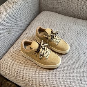 Genuine Leather White Sneakers for Women - 2025 Spring Korean Style Thick-Soled Round-Toe Lace-Up Casual Versatile Shoes