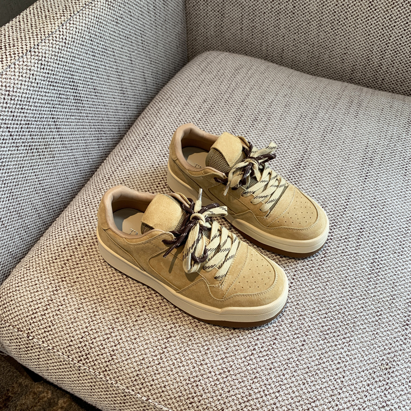 Genuine Leather White Sneakers for Women - 2025 Spring Korean Style Thick-Soled Round-Toe Lace-Up Casual Versatile Shoes Genuine Leather White Sneakers for Women - 2025 Spring Korean Style Thick-Soled Round-Toe Lace-Up Casual Versatile Shoes