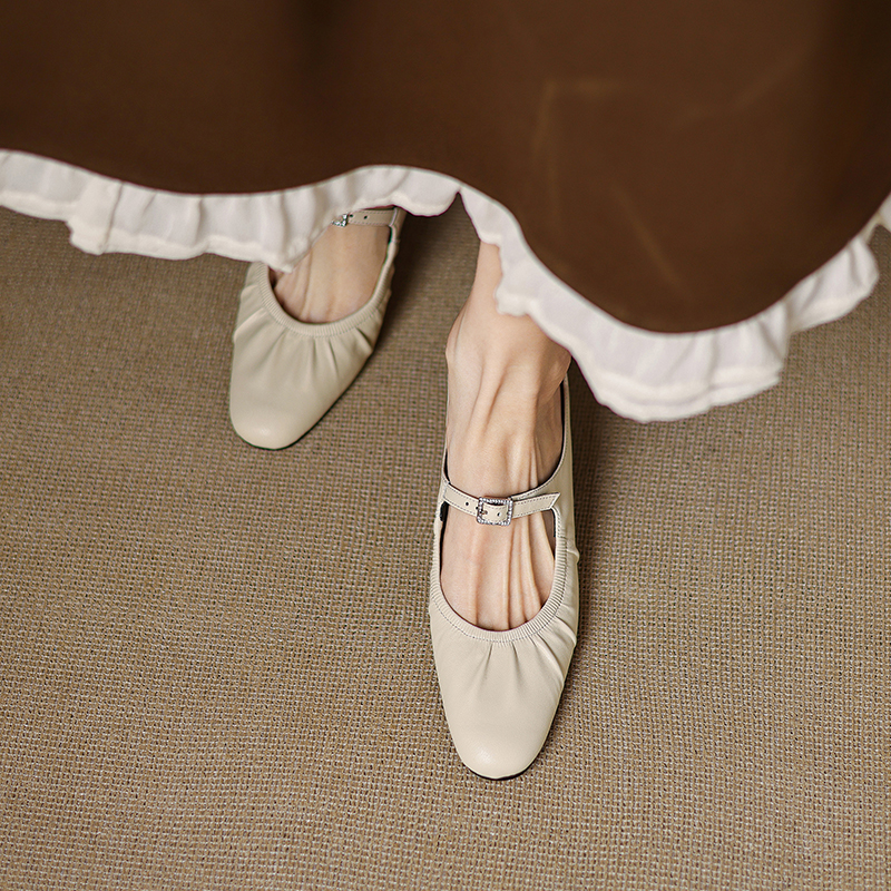 Genuine Soft Leather Mary Jane Half Slippers for Women with Chunky High Heels - Italian Corso Venezia Style