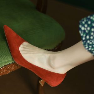 Giant Soft Cat Heel High Heels for Women - 2025 Pointed Toe Sheep Faux Leather Thin Heels, Trendy Y2K Style