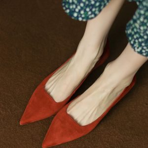 Giant Soft Cat Heel High Heels for Women - 2025 Pointed Toe Sheep Faux Leather Thin Heels, Trendy Y2K Style