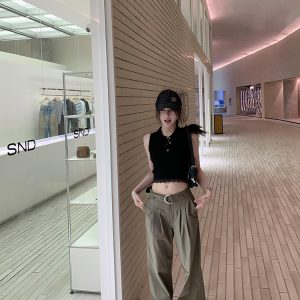 Girl's Morning Sleeveless Vest Women's Summer Polo Collar Top - Versatile Casual Outerwear for Stylish Summer Looks