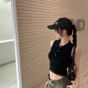 Girl's Morning Sleeveless Vest Women's Summer Polo Collar Top - Versatile Casual Outerwear for Stylish Summer Looks