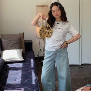 Gold Big Bow Polka Dot Short Sleeve T-Shirt for Women - Summer 2025 Unique Age-Reducing Top for Plus Size Fashion