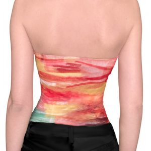 Gradient Color Strapless Holiday Top for Women - Backless Design with Waist Cincher & Spaghetti Straps, Perfect for Summer Parties