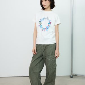 Gradient Printed Short Sleeve Crop Top T-Shirt for Women with Shoulder Design - Summer Fashion Statement