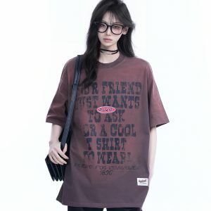 Gradient Purple Oversized Short Sleeve T-Shirt for Women - American Street Style, Trendy Loose Fit, Casual Y2K Fashion Top