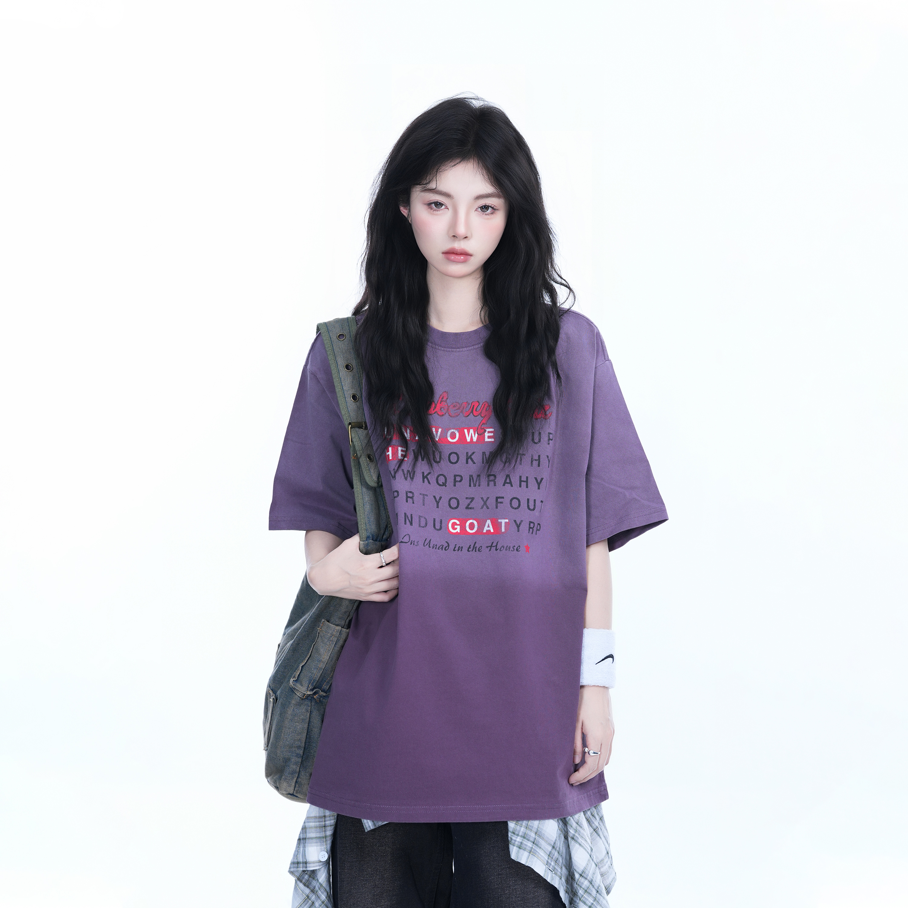 Gradient Round Neck Short Sleeve T-Shirt for Women - American Street Style, Casual Loose Fit, Summer 2023 Fashion