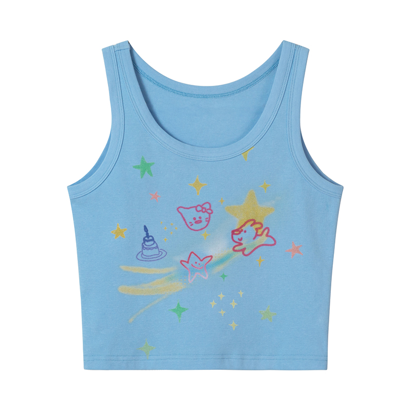 Graffiti Printed Camisole for Women - Summer Slim Fit Short Top, Trendy Street Style, Casual Wear, Urban Fashion